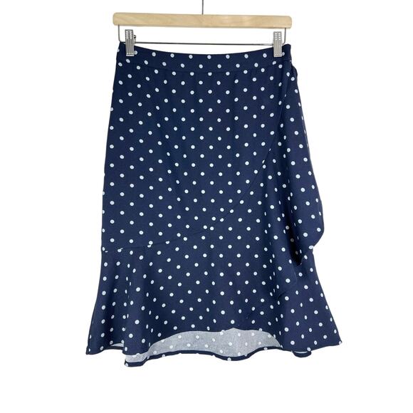 Banana Republic Navy Polka Dot Ruffle Trim Skirt 0 - Picture 1 of 8